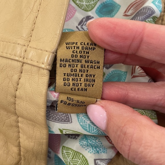 JOUJOU Faux Leather Tan Bomber Jacket sz. Large - Picture 12 of 12